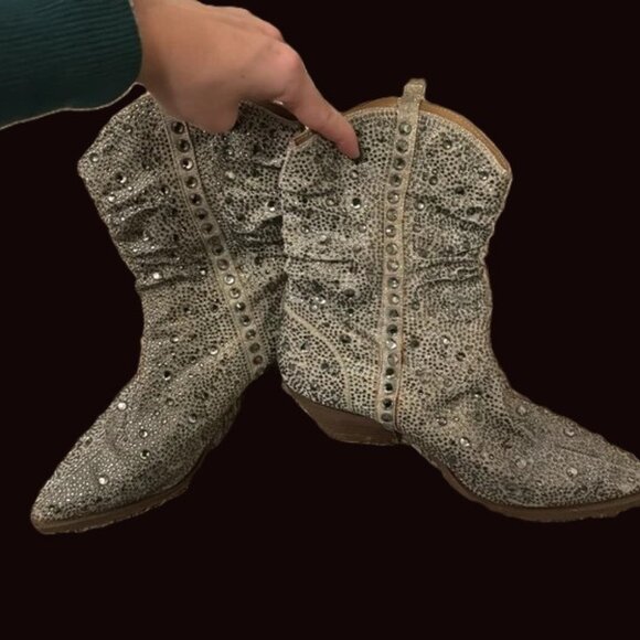 Jessica Simpson sparkle fancy cowboy boots size 8.5 - Picture 3 of 6
